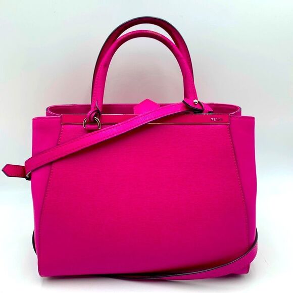 Auth Fendi Fuchsia 2Jours Elite Petit 2way Leather Tote Bag Crossbody Preloved - Picture 2 of 16